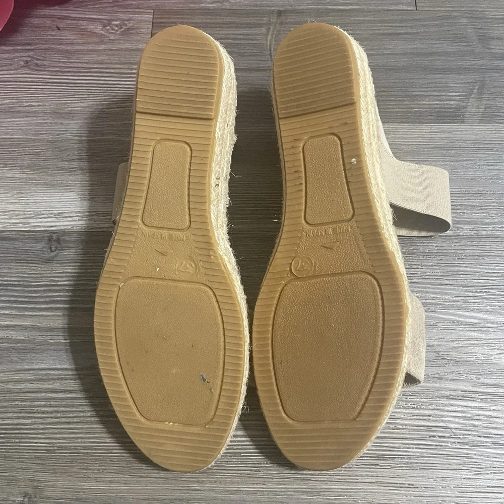 KANNA Spain Womens Sz‎ 37 (US 6.5-7) Beige Suede Elastic Band Espadrilles Summer